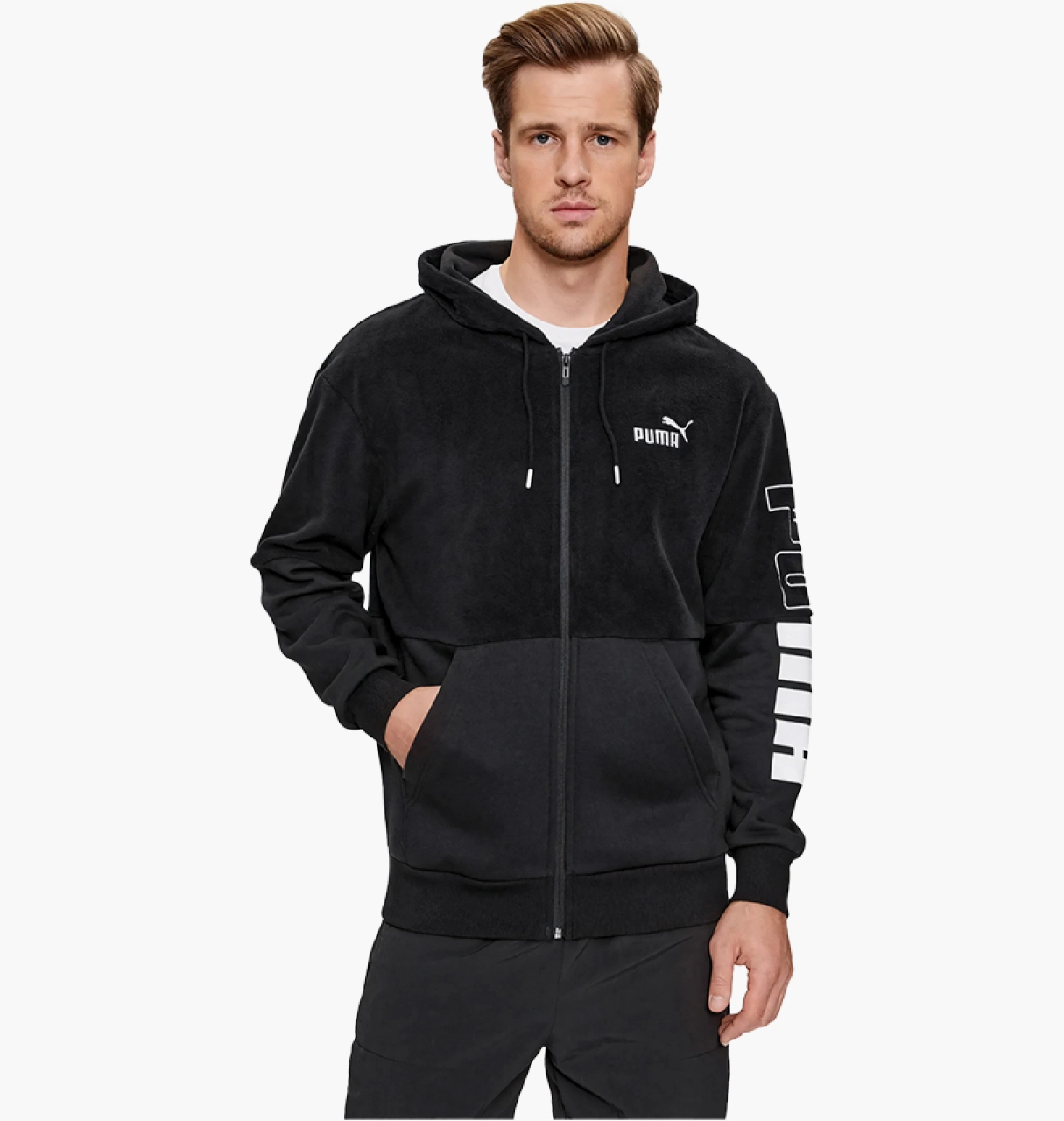 Кофта чоловіча Puma Power Ess+ Full-Zip Hoodie Black (675914-01)