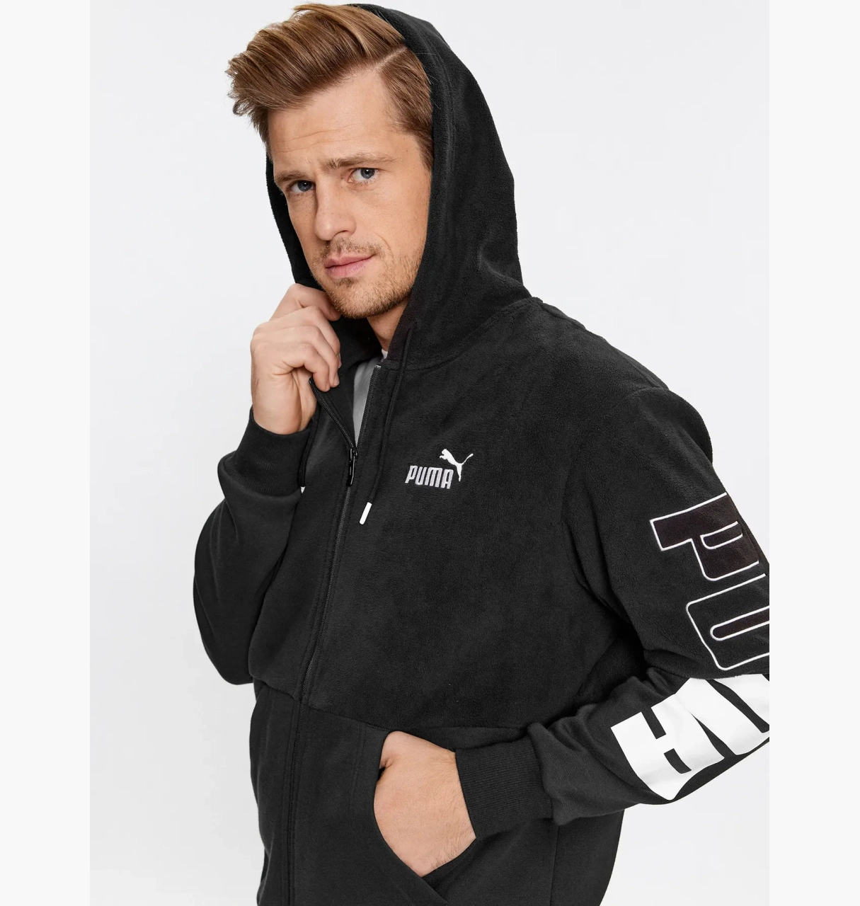 Кофта чоловіча Puma Power Ess+ Full-Zip Hoodie Black (675914-01)