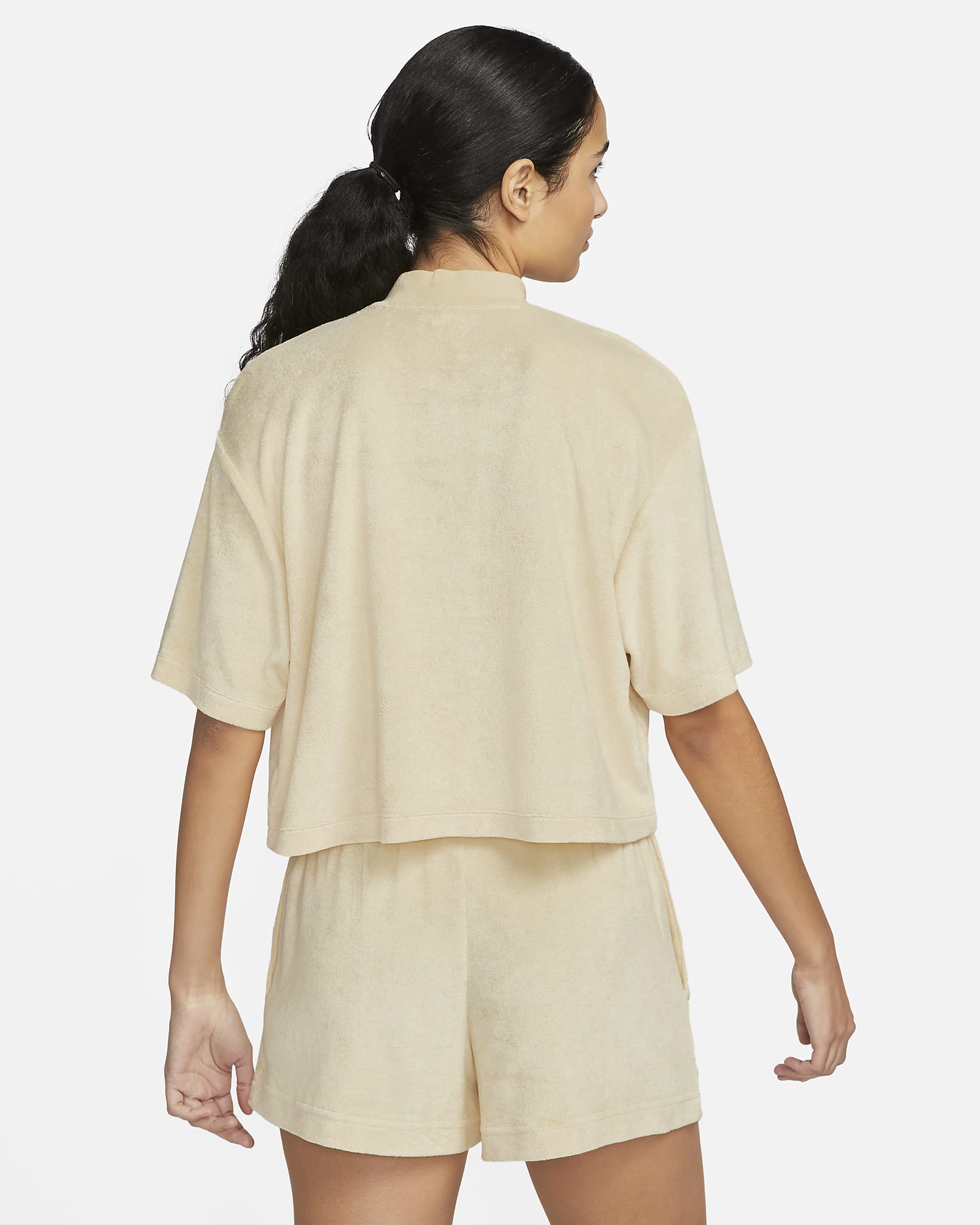 Футболка жіноча Nike Sportswear Mock-Neck Short-Sleeve Terry Top (FJ4894-294)