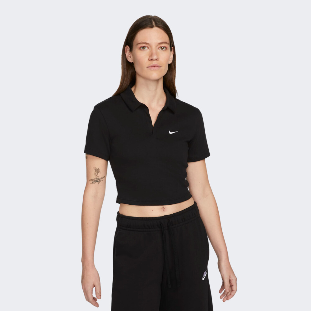 Футболка жіноча Nike Sportswear Essentials Short-Sleeve Polo Cropped (DV7884-010)